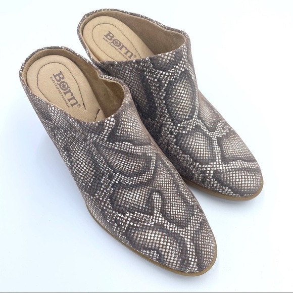 Born Eustis Snake Print Stacked Heel Mules NWOT - Picture 9 of 10